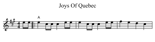 Joys Of Quebec - staff notation