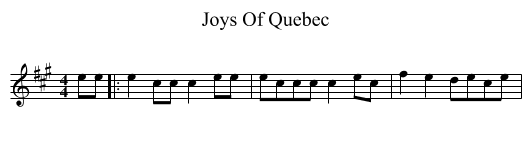 Joys Of Quebec - staff notation