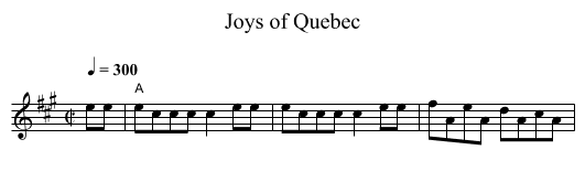 Joys of Quebec - staff notation