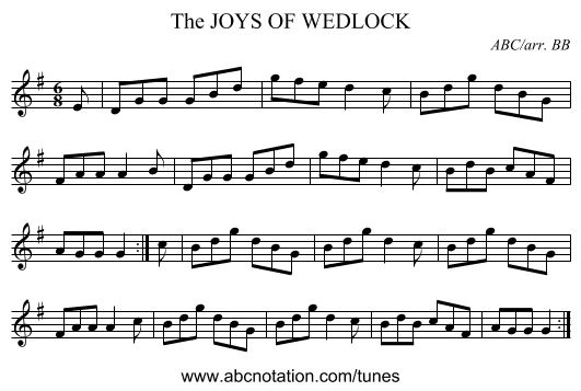 JOYS OF WEDLOCK, The - staff notation