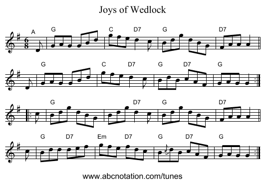 Joys of Wedlock - staff notation
