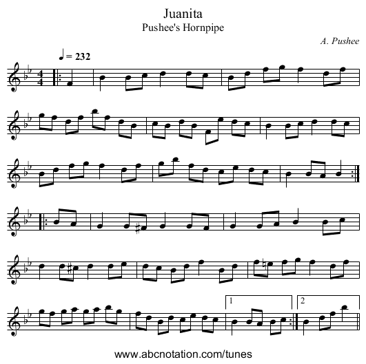 Juanita - staff notation