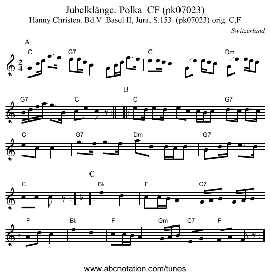 Jubelklänge. Polka  CF (pk07023) - staff notation