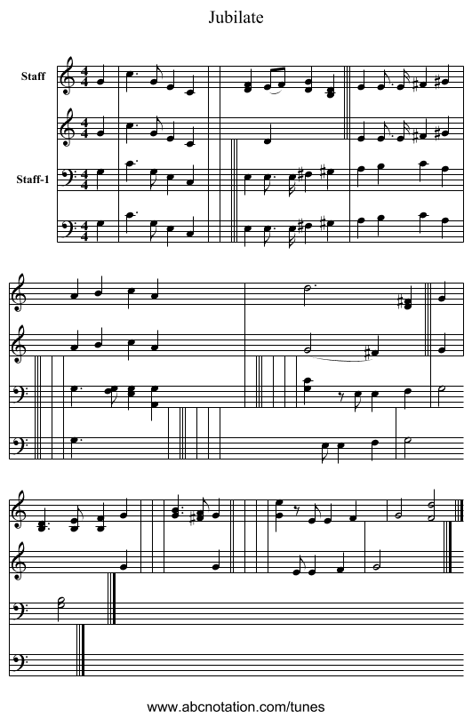 Jubilate - staff notation