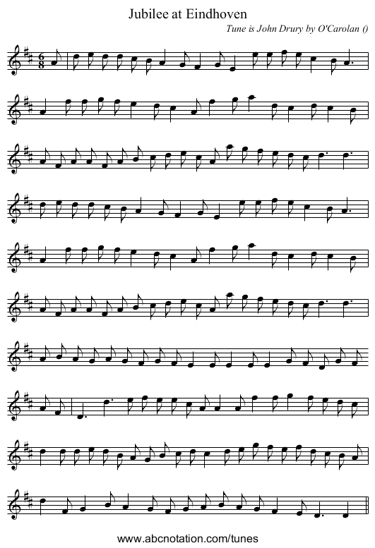 Jubilee at Eindhoven - staff notation