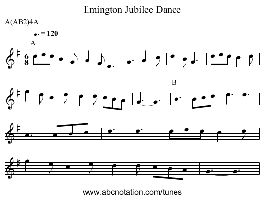 Jubilee Dance, Ilmington - staff notation