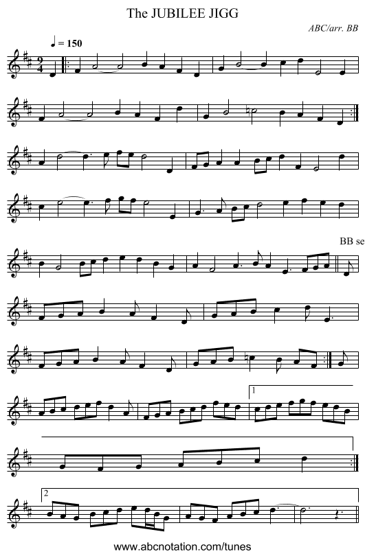 JUBILEE JIGG, The - staff notation