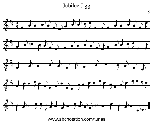 Jubilee Jigg - staff notation