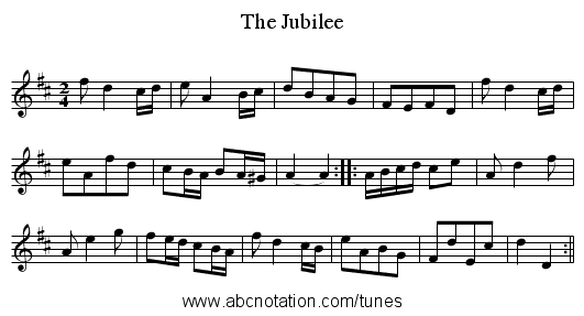 Jubilee, The - staff notation