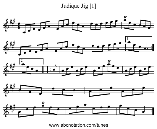 Judique Jig [1] - staff notation