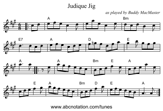 Judique Jig - staff notation