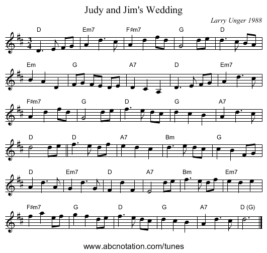 Judy and Jim's Wedding - staff notation