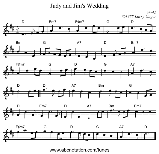 Judy and Jim's Wedding - staff notation