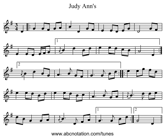 Judy Ann's - staff notation