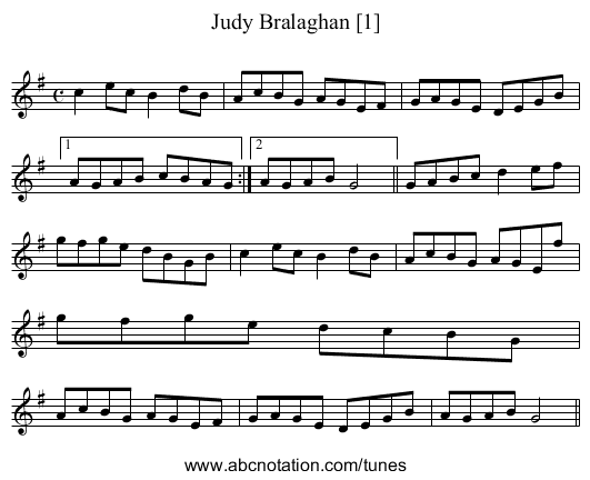 Judy Bralaghan [1] - staff notation