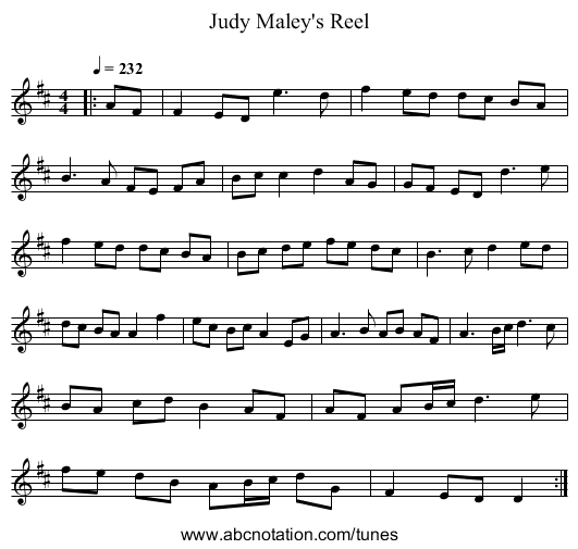 Judy Maley's Reel - staff notation
