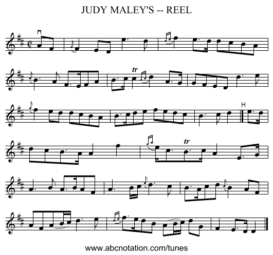 JUDY MALEY'S -- REEL - staff notation