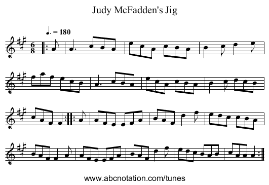 Judy McFadden's Jig - staff notation
