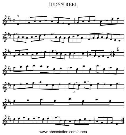 JUDY'S REEL - staff notation