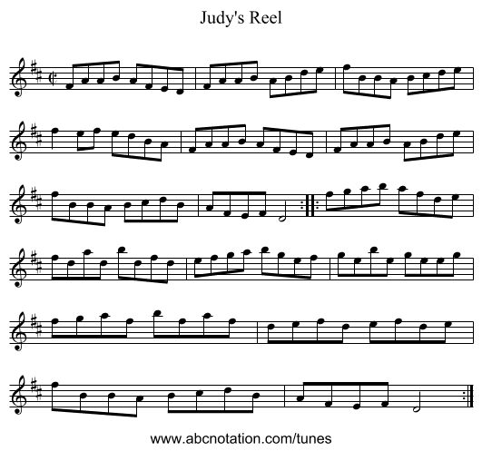 Judy's Reel - staff notation