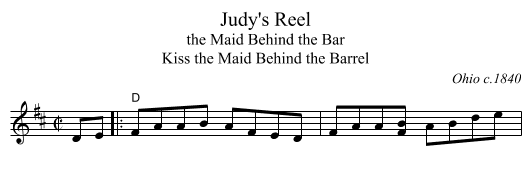 Judy's Reel - staff notation