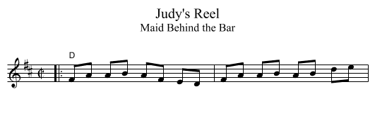 Judy's Reel - staff notation