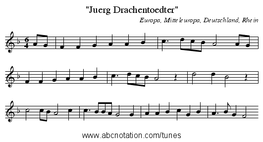 Juerg Drachentoedter - staff notation