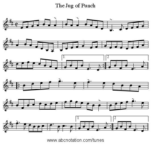 Jug of Punch, The - staff notation