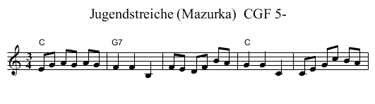 Jugendstreiche (Mazurka)  CGF 5- - staff notation