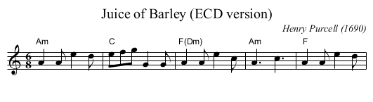 Juice of Barley (ECD version) - staff notation