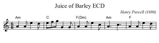 Juice of Barley ECD - staff notation