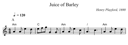 Juice of Barley - staff notation