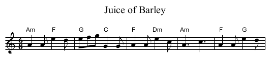 Juice of Barley - staff notation