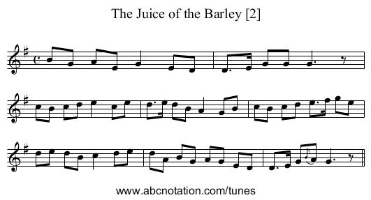 Juice of the Barley [2], The - staff notation