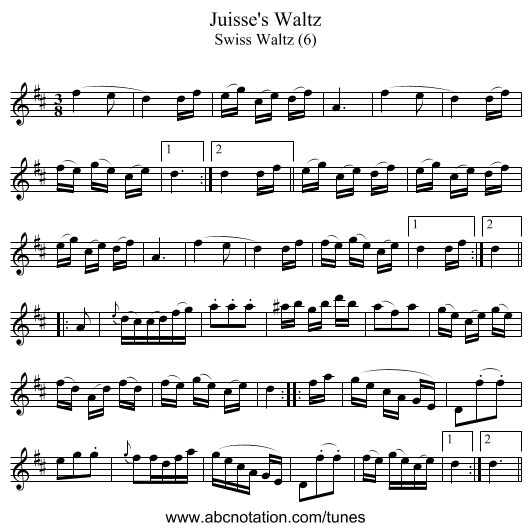 Juisse's Waltz - staff notation