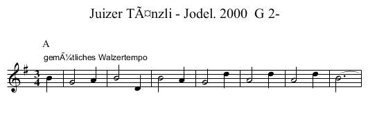 Juizer TÃ¤nzli - Jodel. 2000  G 2- - staff notation
