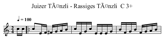 Juizer TÃ¤nzli - Rassiges TÃ¤nzli  C 3+ - staff notation
