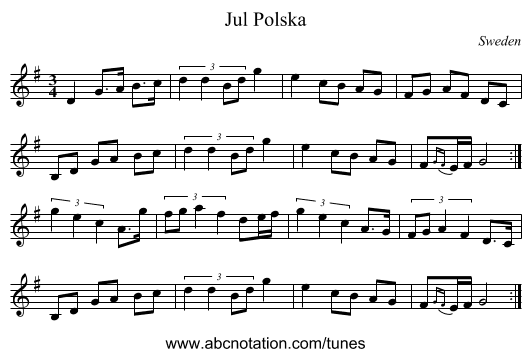 Jul Polska - staff notation