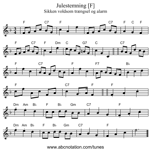 Julestemning [F] - staff notation