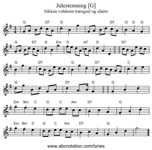 Julestemning [G] - staff notation