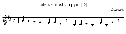 Juletr&aelig;t med sin pynt [D] - staff notation