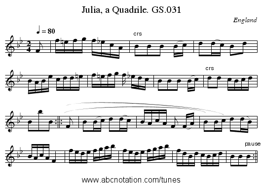 Julia, a Quadrile. GS.031 - staff notation