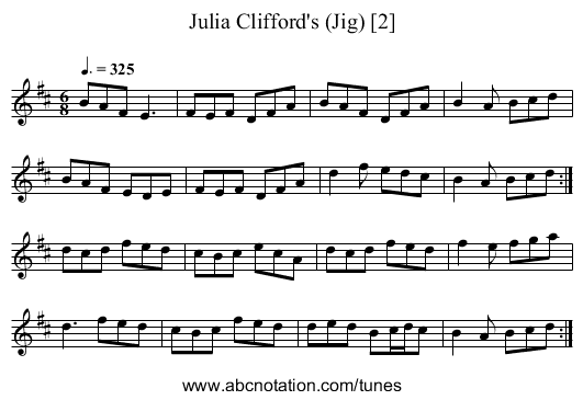 Julia Clifford's (Jig) [2] - staff notation