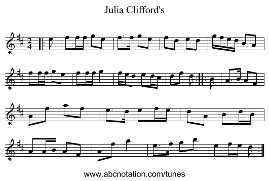 Julia Clifford's - staff notation