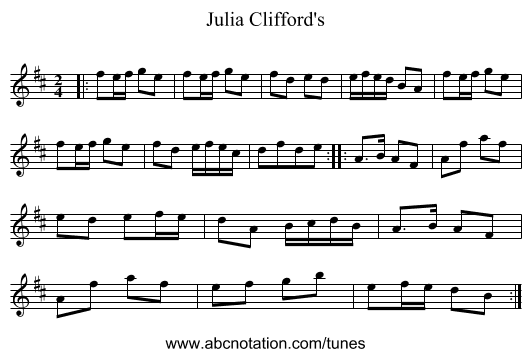Julia Clifford's - staff notation