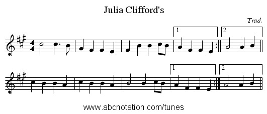 Julia Clifford's - staff notation
