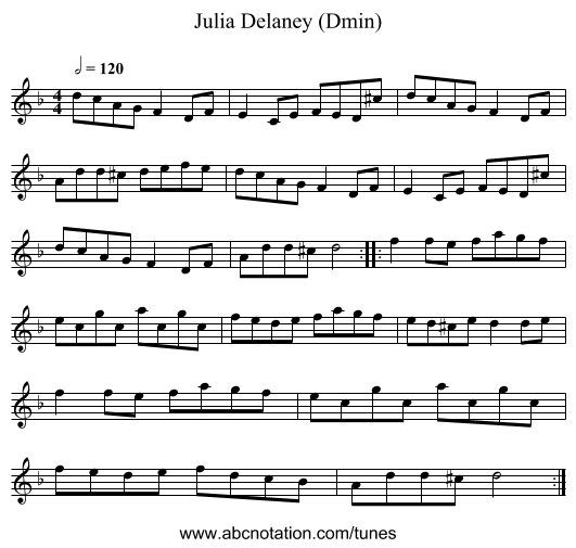 Julia Delaney (Dmin) - staff notation