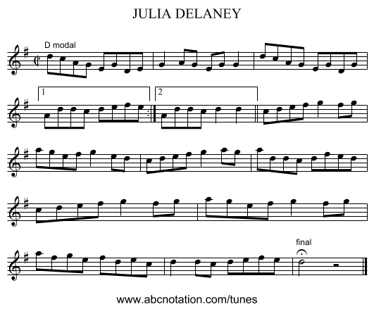 JULIA DELANEY - staff notation