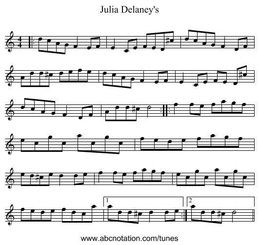 Julia Delaney's - staff notation