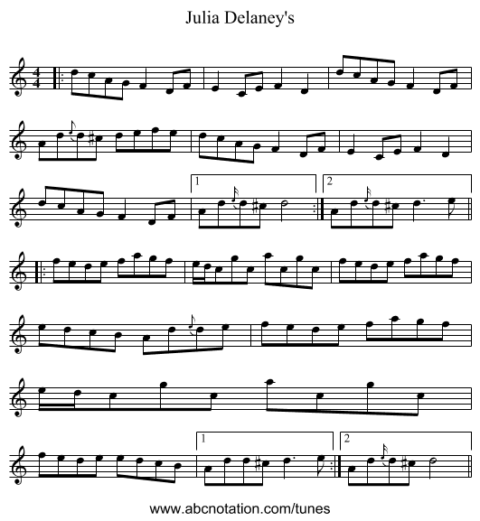 Julia Delaney's - staff notation